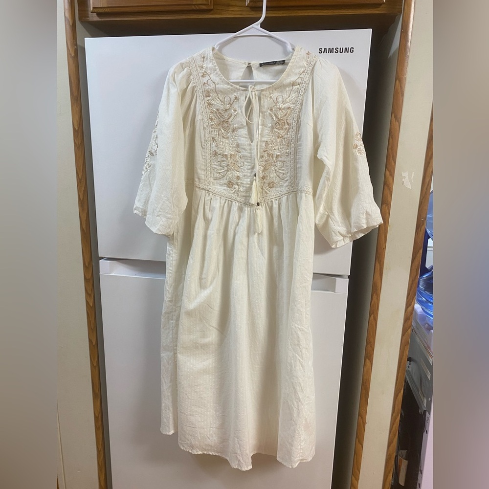 Embroidered Cream Womens dress